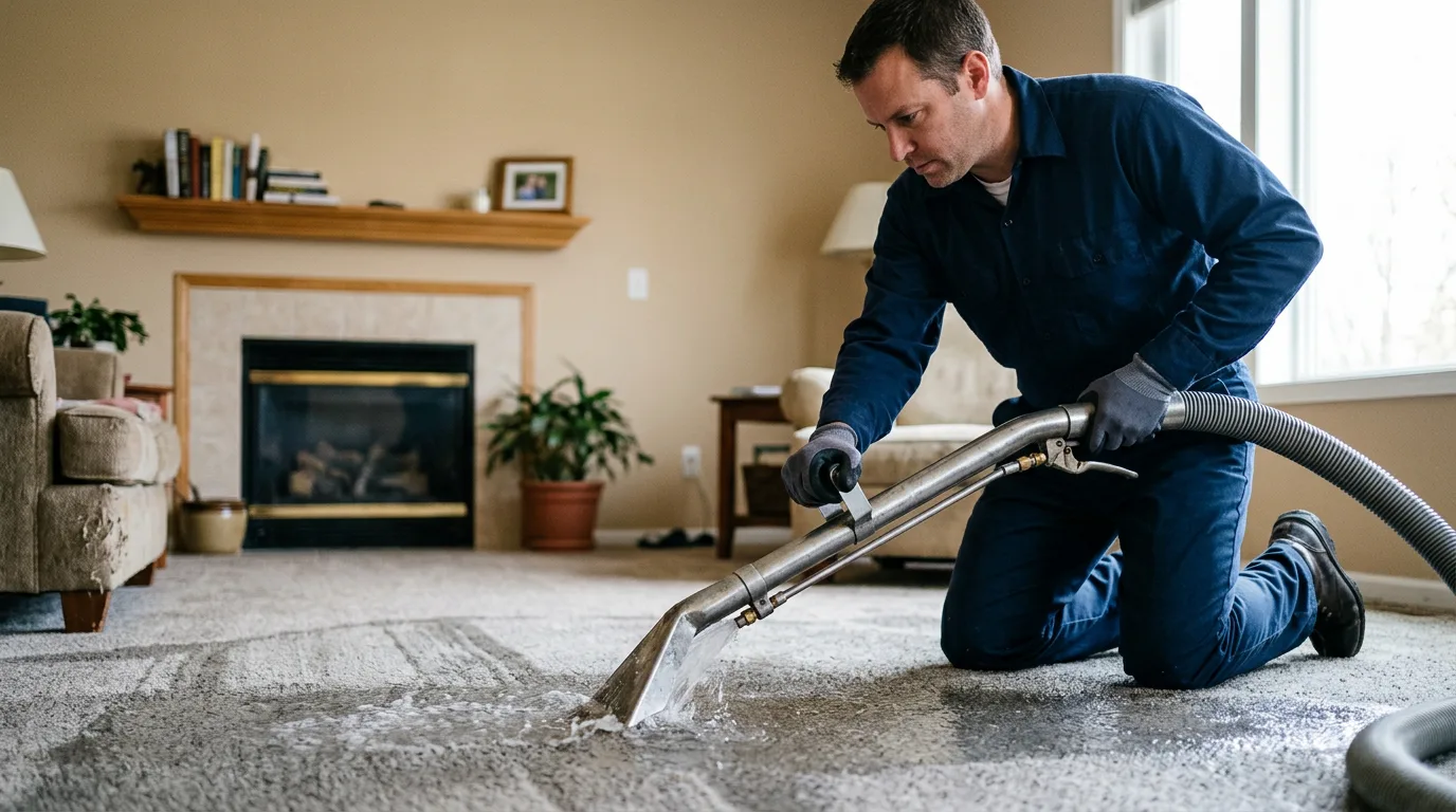 Water damage restoration technician working near Rheems, PA